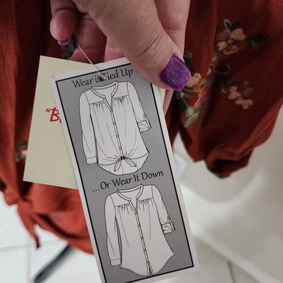 Anthropologie x fig & flower‎ embroidered floral button down shirt plus size 3X - Picture 6 of 8